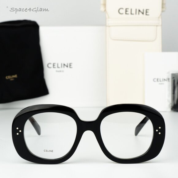 Celine Women Eyeglasses Black Demo Oval CL50162I 3 DOTS 001 NEW AUTHENTIC - Picture 3 of 8